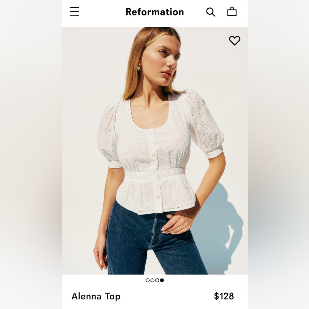Reformation Aleena white top blouse size 8